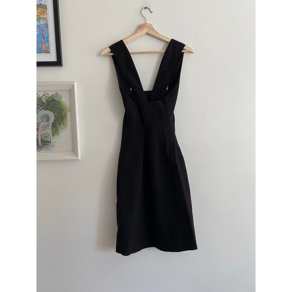 HALSTON Andie Black Crossover Neck Cocktail Dress Size 4 - Picture 5 of 7